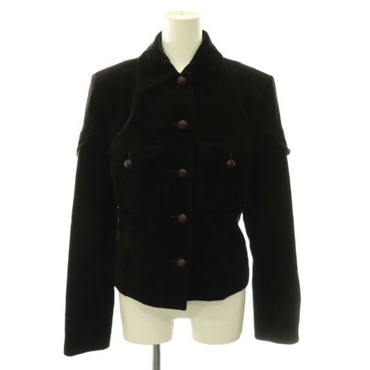 Saint Laurent Velour Jacket Pocket Dark Brown HS