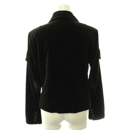 Saint Laurent Velour Jacket Pocket Dark Brown HS — view 2