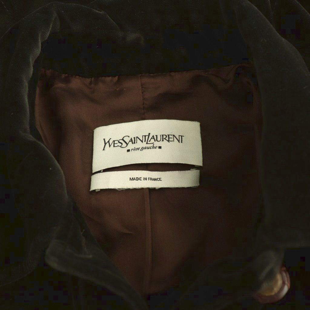 Saint Laurent Velour Jacket Pocket Dark Brown HS — view 7