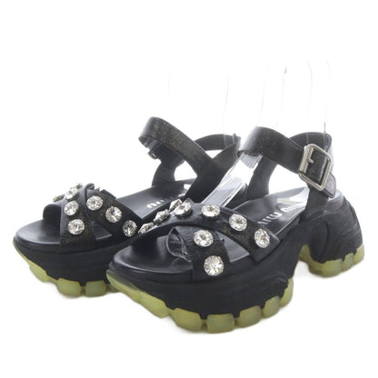 Miu Miu Miu Volume Sole Visual Platform Sandals Thick Strap 37.5 Black — view 2