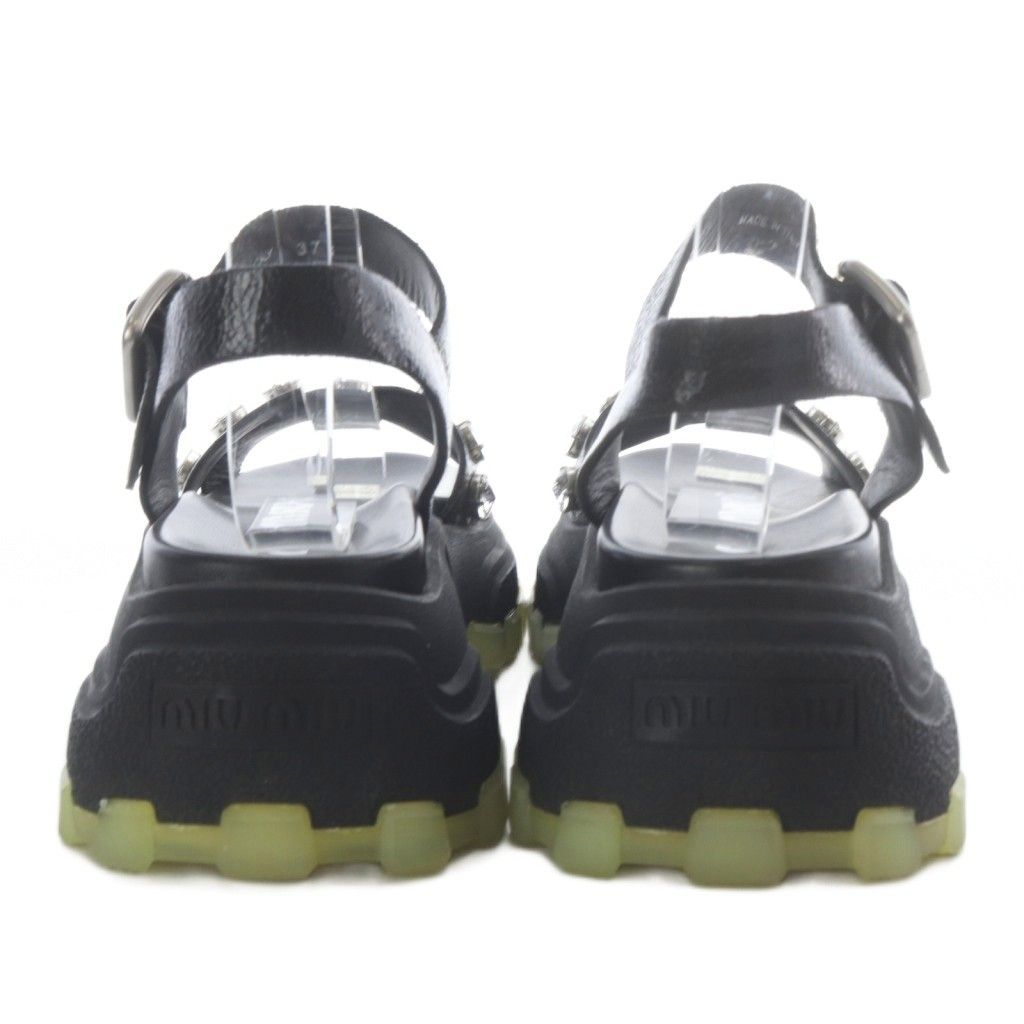 Miu Miu Miu Volume Sole Visual Platform Sandals Thick Strap 37.5 Black — view 3