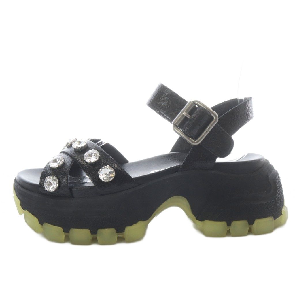 Miu Miu Miu Volume Sole Visual Platform Sandals Thick Strap 37.5 Black