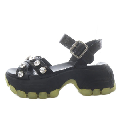 Miu Miu Miu Volume Sole Visual Platform Sandals Thick Strap 37.5 Black