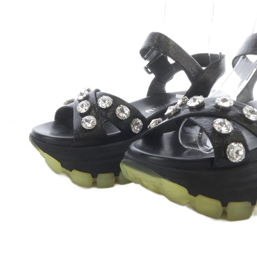 Miu Miu Miu Volume Sole Visual Platform Sandals Thick Strap 37.5 Black — view 5