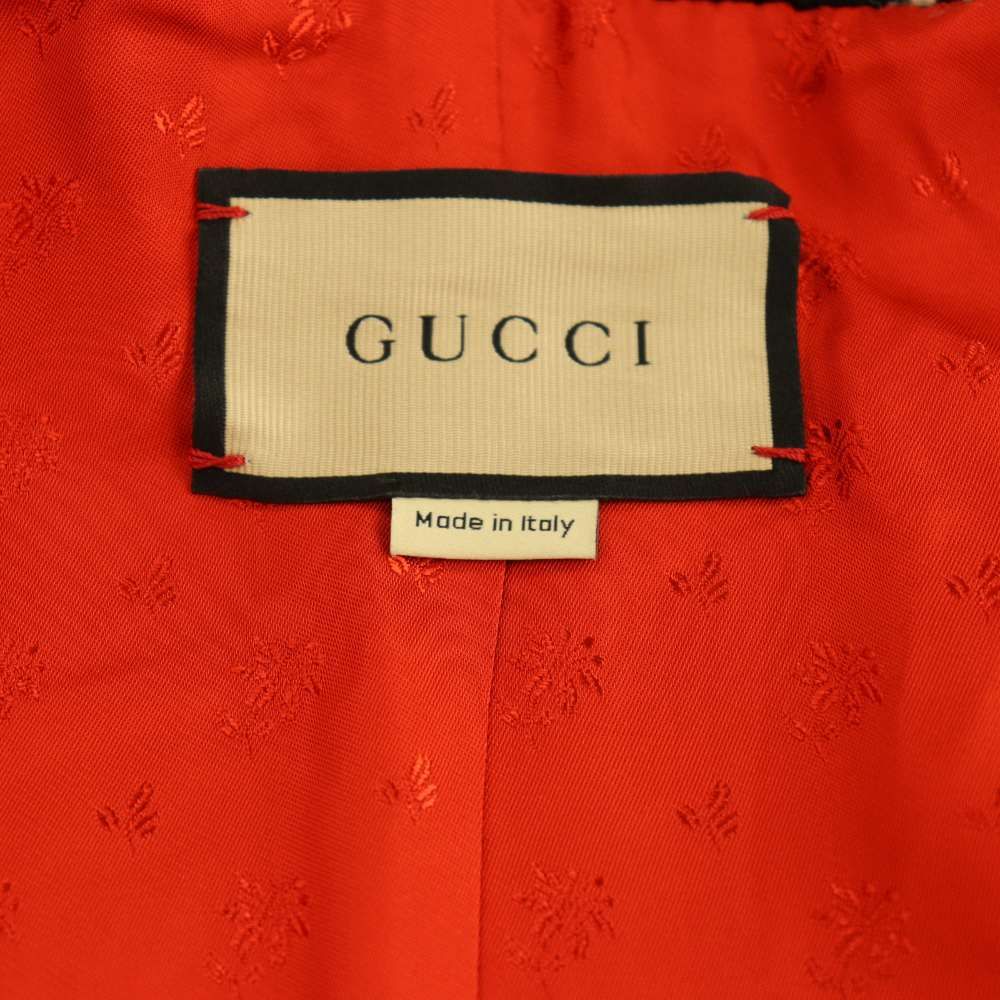Gucci Check Collarless Jacket Wool Fully Lined 38 Ivory Black CX — view 6