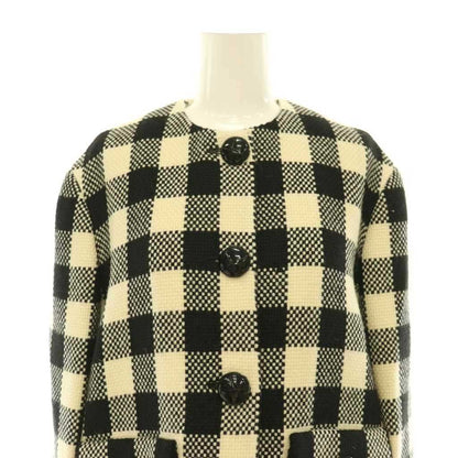 Gucci Check Collarless Jacket Wool Fully Lined 38 Ivory Black CX — view 5