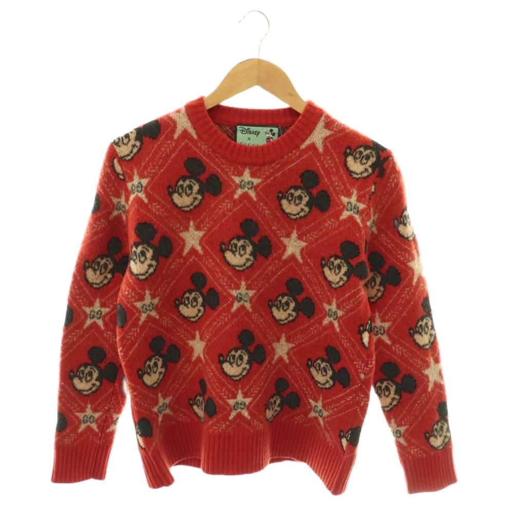 Gucci Disney Mickey Mouse Pattern Crewneck Knitted Sweater Knit Pullover Alpaca