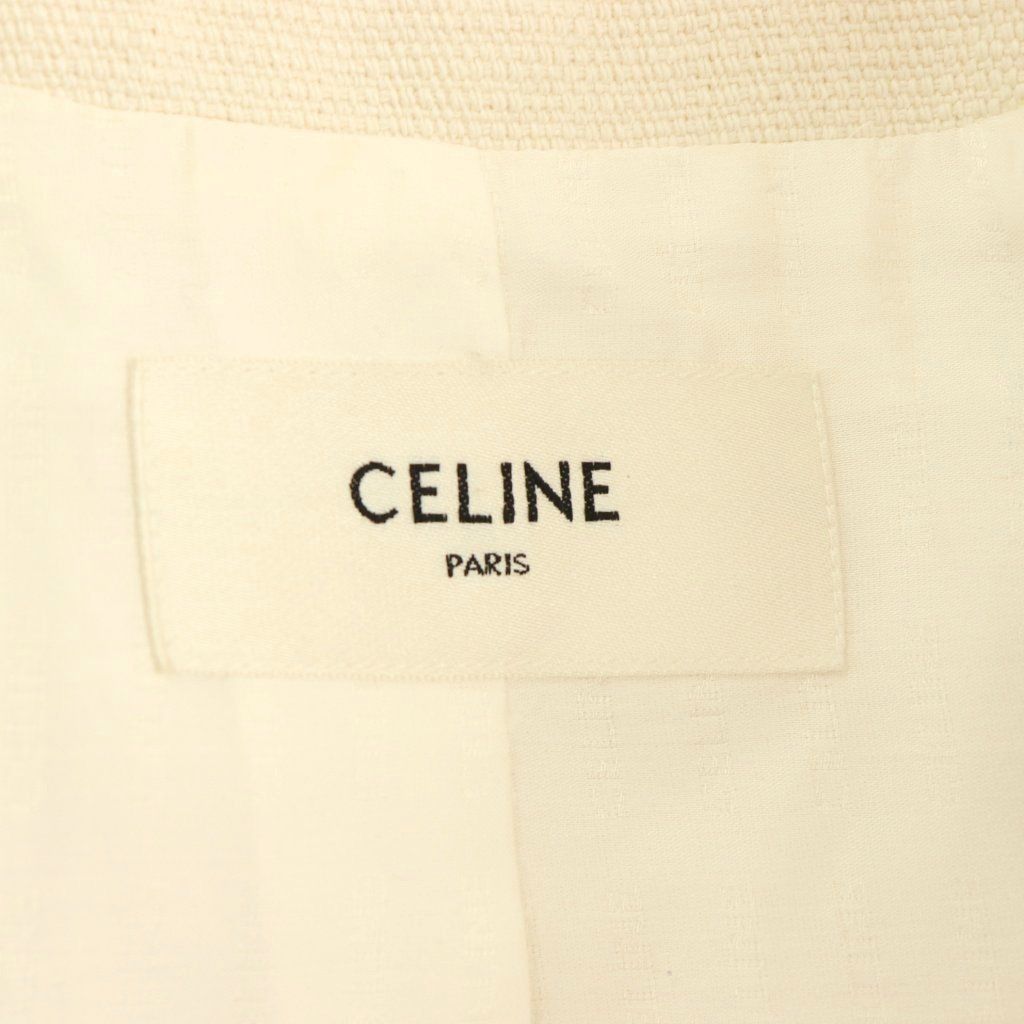 Celine Hedi Slimane Era Silk Collarless Jacket 38 Ivory NR — view 6