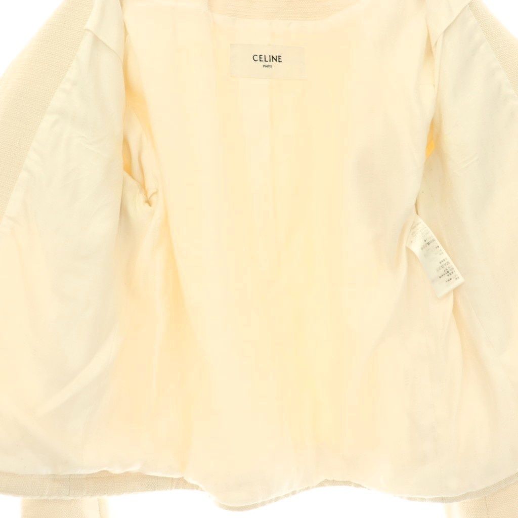 Celine Hedi Slimane Era Silk Collarless Jacket 38 Ivory NR — view 4