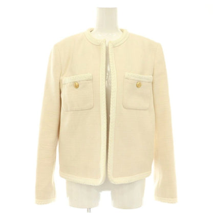 Celine Hedi Slimane Era Silk Collarless Jacket 38 Ivory NR