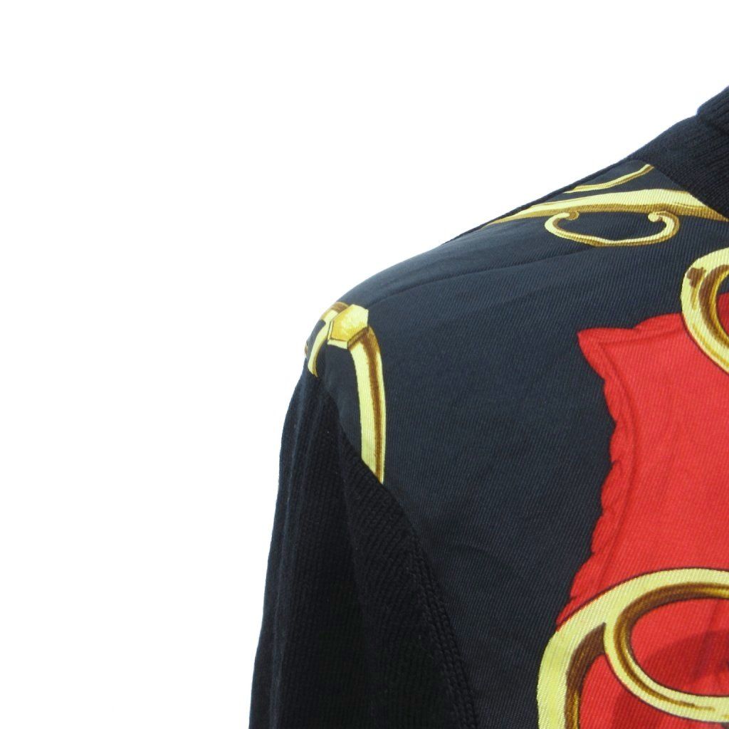 Hermes Twill Lane Knit Contrast Turtleneck Silk Wool Chain Print Black 38 HW — view 4