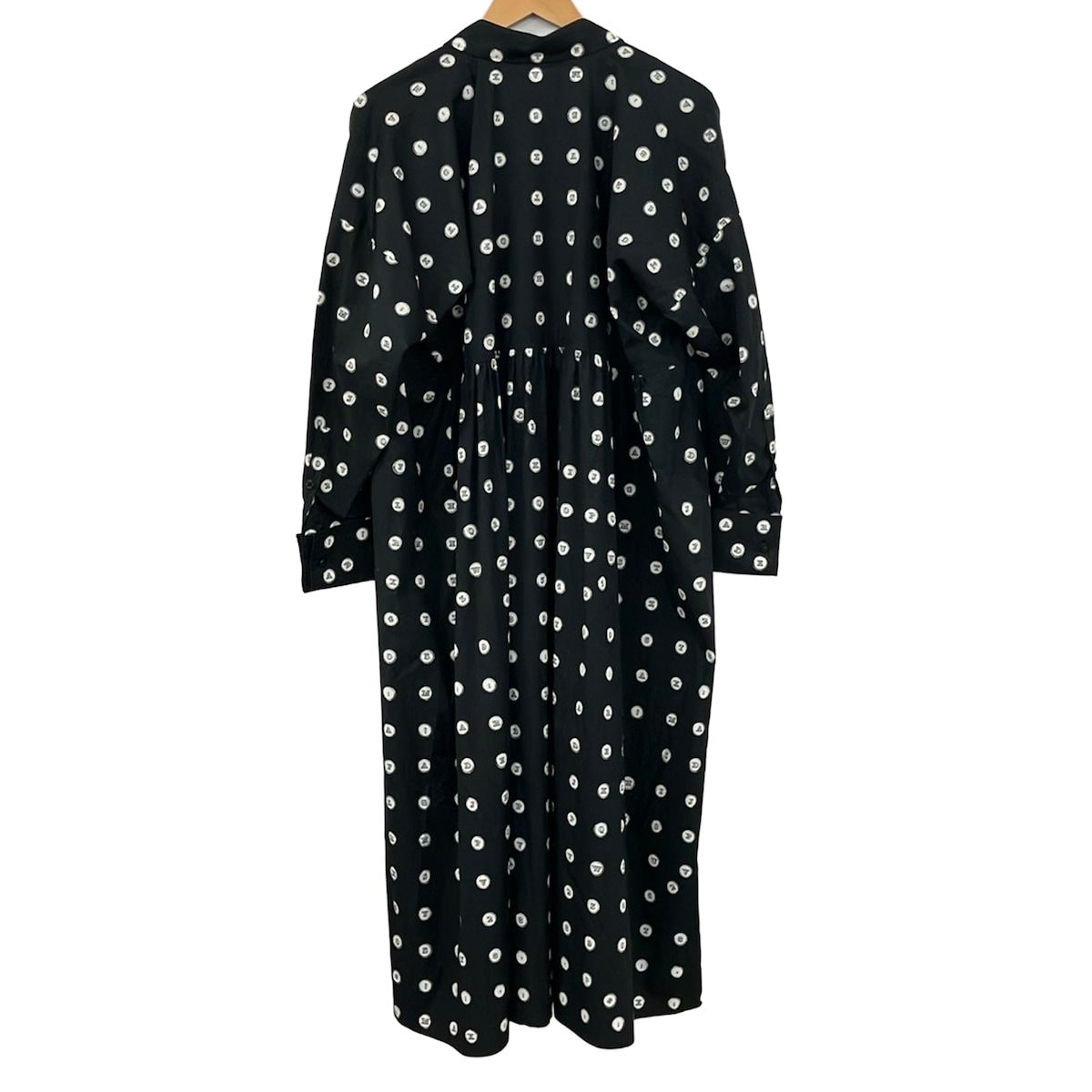 Max Mara Dress 42 M Black White Open Collar Long Sleeve Maxi Length Shirt — view 2