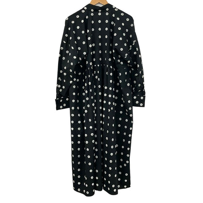 Max Mara Dress 42 M Black White Open Collar Long Sleeve Maxi Length Shirt — view 2