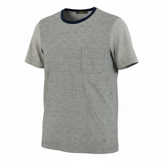 Louis Vuitton Crew Neck Short Sleeve T-Shirt Contrast Bicolor LV Logo Embroidery
