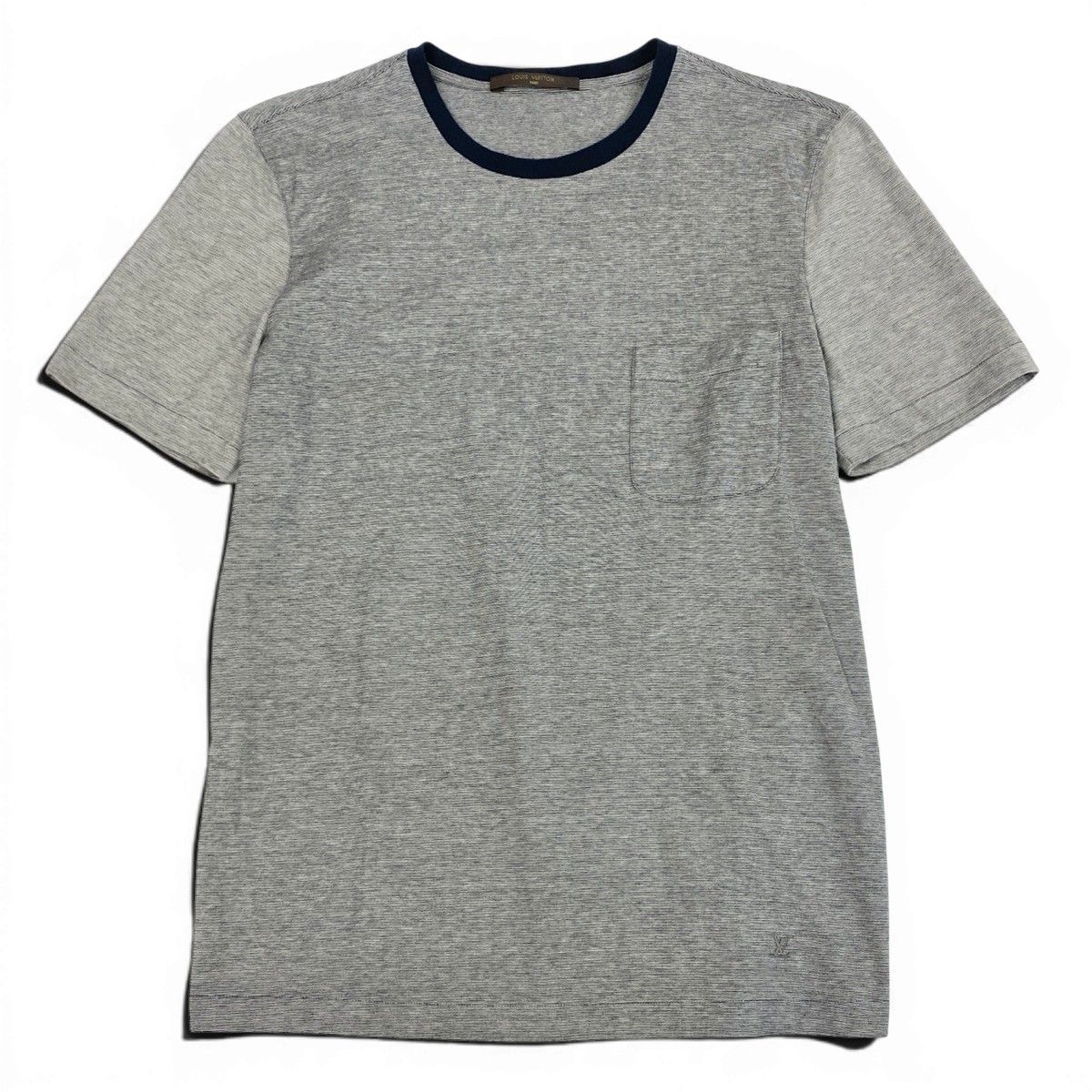 Louis Vuitton Crew Neck Short Sleeve T-Shirt Contrast Bicolor LV Logo Embroidery — view 2