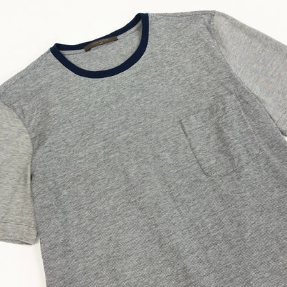 Louis Vuitton Crew Neck Short Sleeve T-Shirt Contrast Bicolor LV Logo Embroidery — view 4