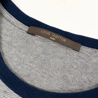 Louis Vuitton Crew Neck Short Sleeve T-Shirt Contrast Bicolor LV Logo Embroidery — view 8