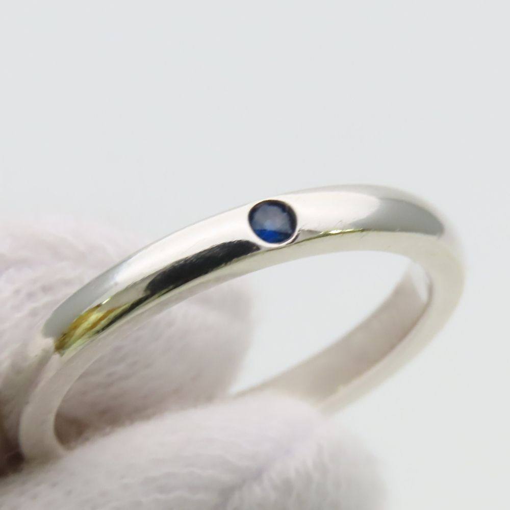 Tiffany & Co Ring Stacking Band 925 Sterling Silver Saffiano Blue Elsa Peretti — view 7