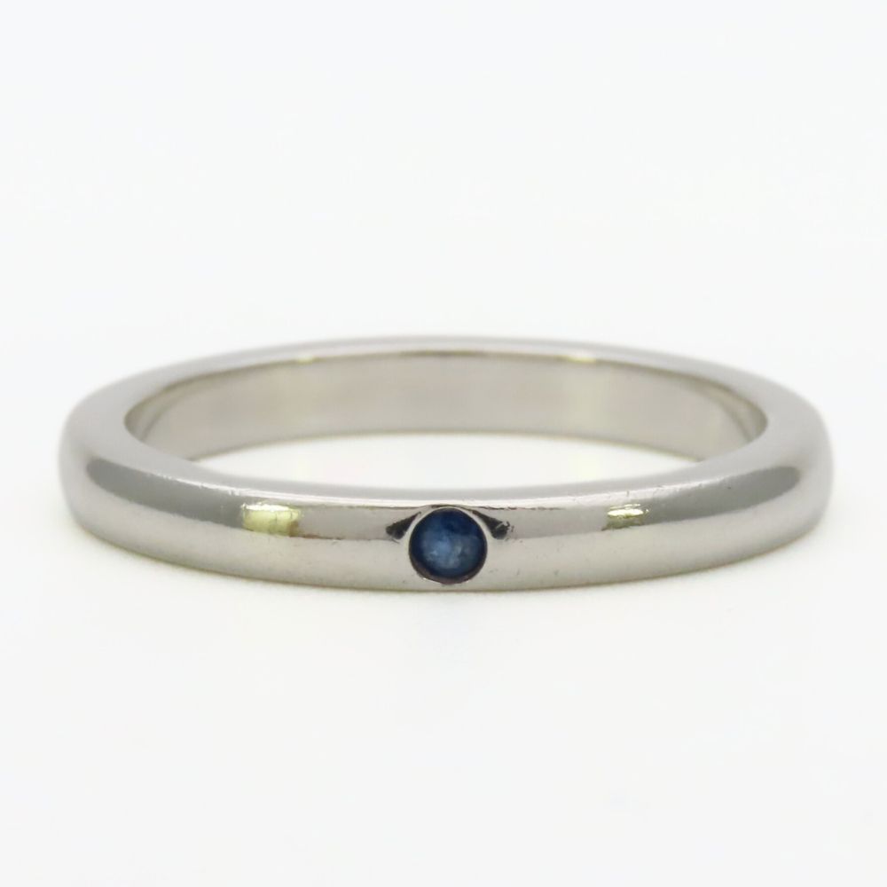 Tiffany & Co Ring Stacking Band 925 Sterling Silver Saffiano Blue Elsa Peretti — view 2