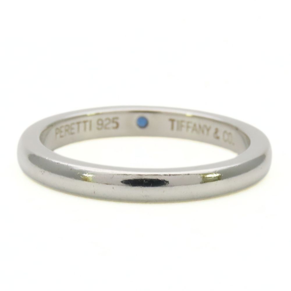 Tiffany & Co Ring Stacking Band 925 Sterling Silver Saffiano Blue Elsa Peretti — view 4