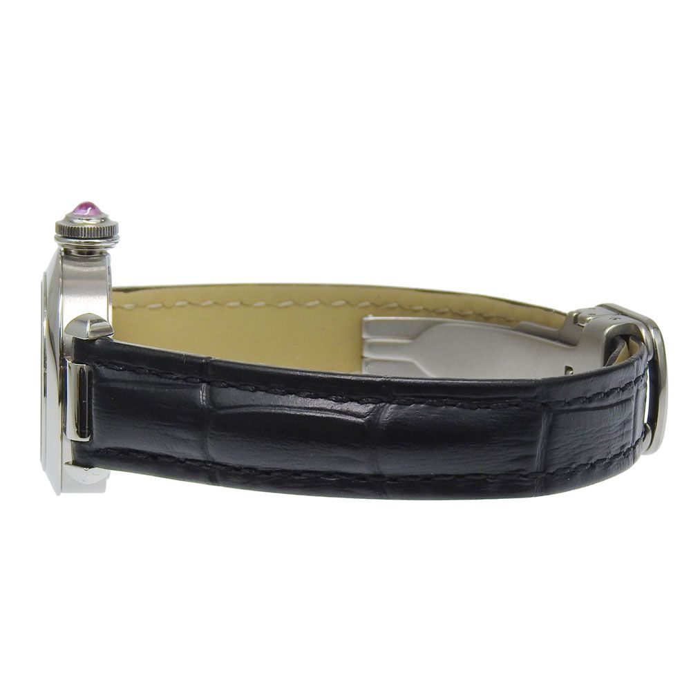 Cartier Mistakepasha Stainless Steel Leather Kuo Analog Display Pink Dial Watch — view 4