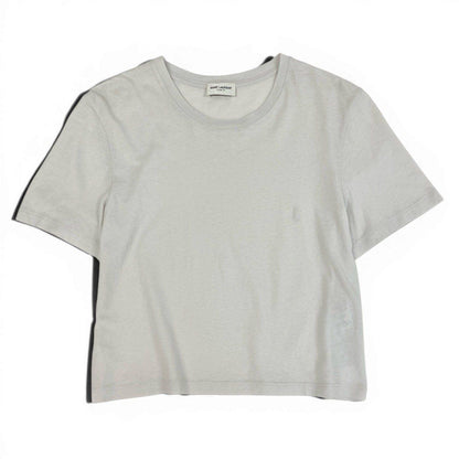Saint Laurent Cropped Crop Neck Short Sleeve T-Shirt YSL Logo Embroidery L — view 3