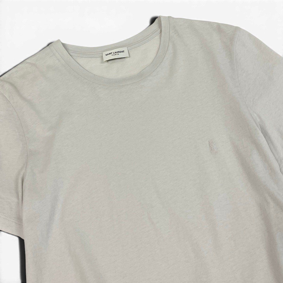 Saint Laurent Cropped Crop Neck Short Sleeve T-Shirt YSL Logo Embroidery L — view 4