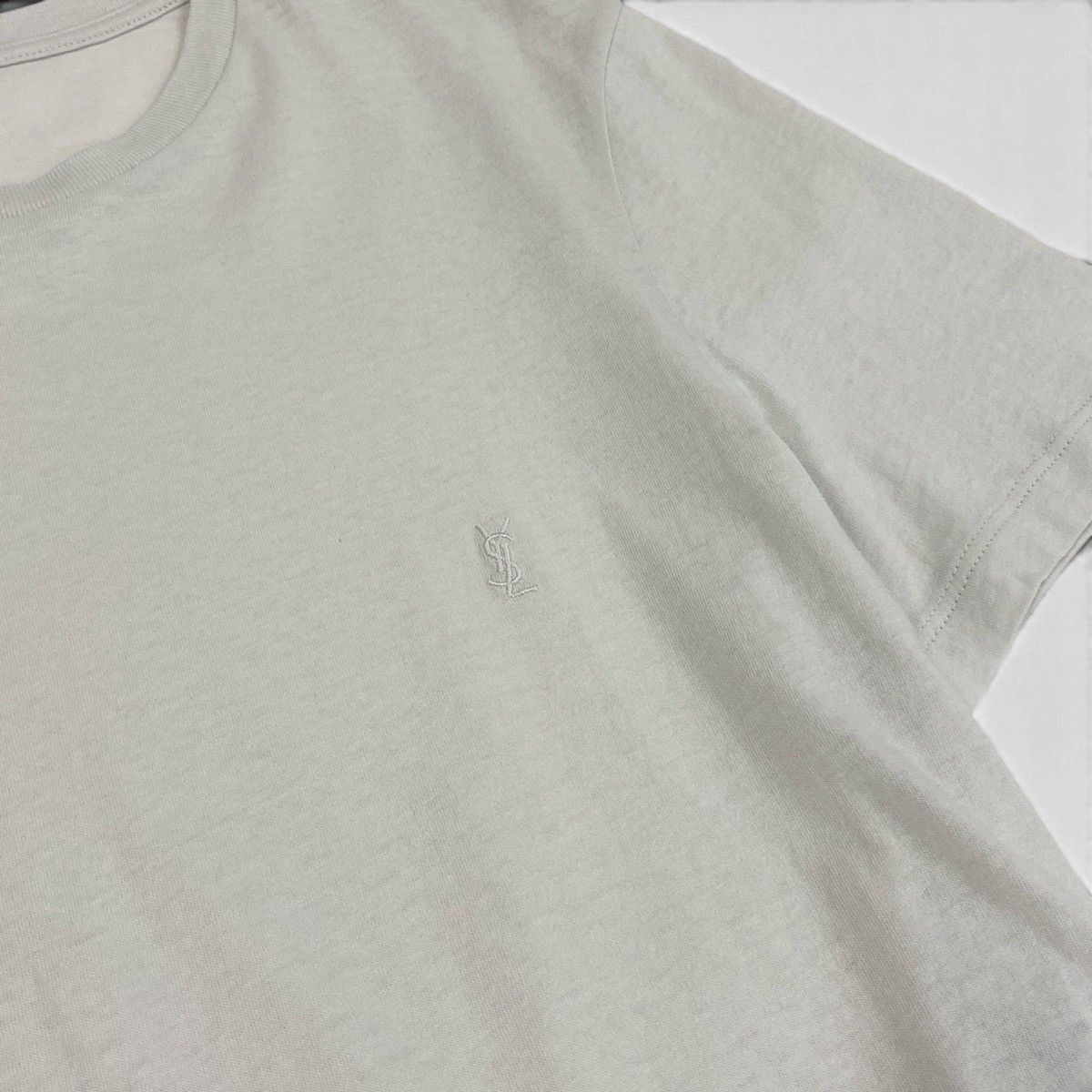Saint Laurent Cropped Crop Neck Short Sleeve T-Shirt YSL Logo Embroidery L — view 5