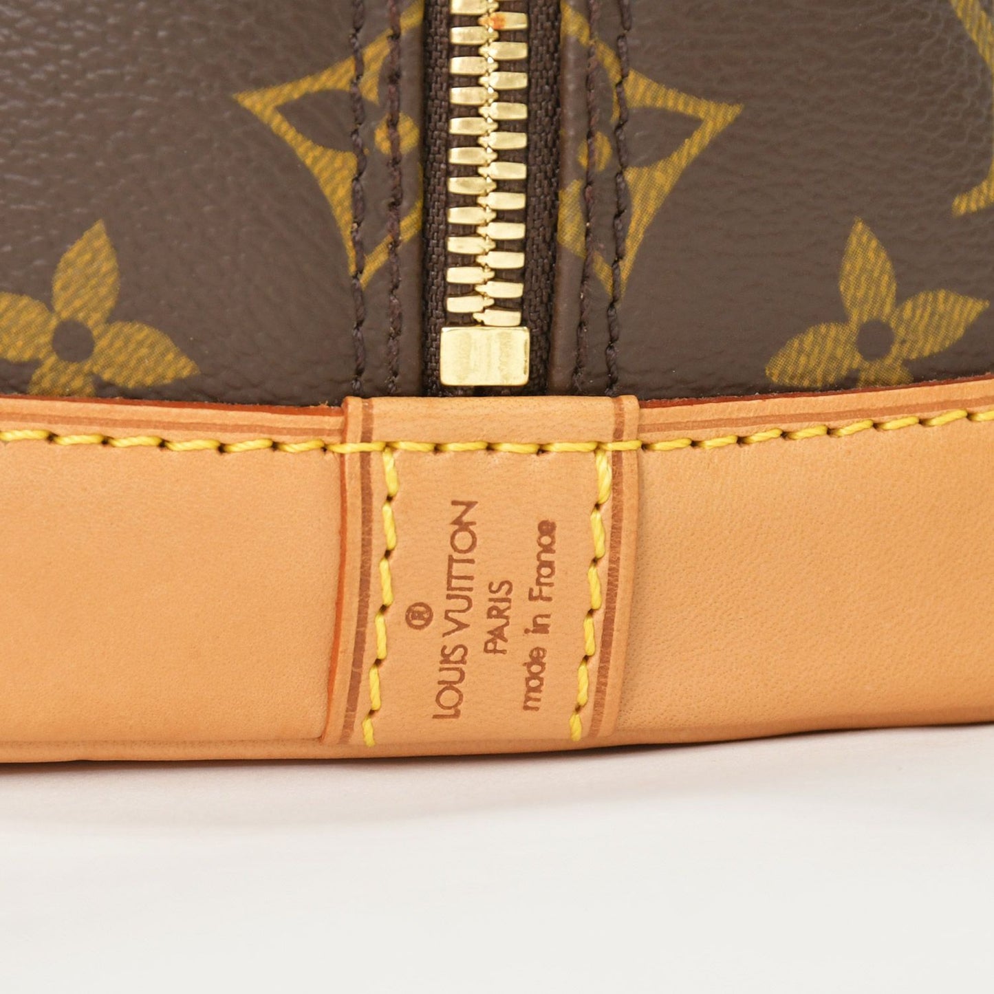 Louis Vuitton Alma PM Handbag Monogram Canvas Vachetta Leather Brown Gold — view 6