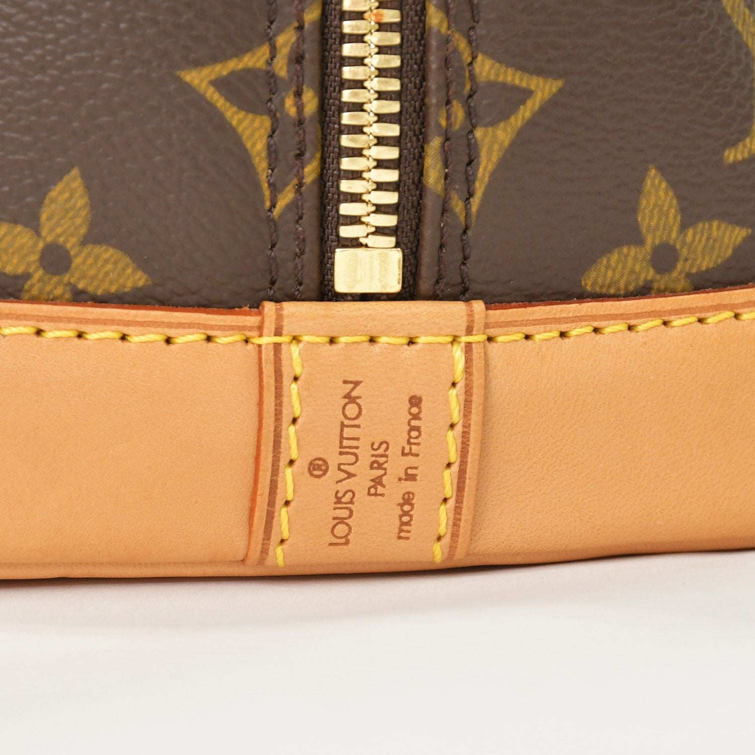 Louis Vuitton Alma PM Handbag Monogram Canvas Vachetta Leather Brown Gold — view 6