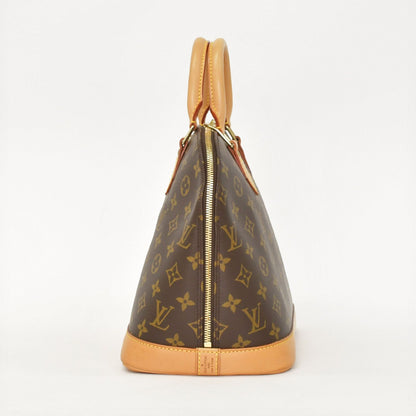 Louis Vuitton Alma PM Handbag Monogram Canvas Vachetta Leather Brown Gold — view 4