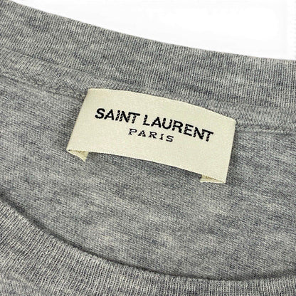 Saint Laurent Reverse Logo Print Crew Neck Short Sleeve T-Shirt M Gray Cotton — view 8
