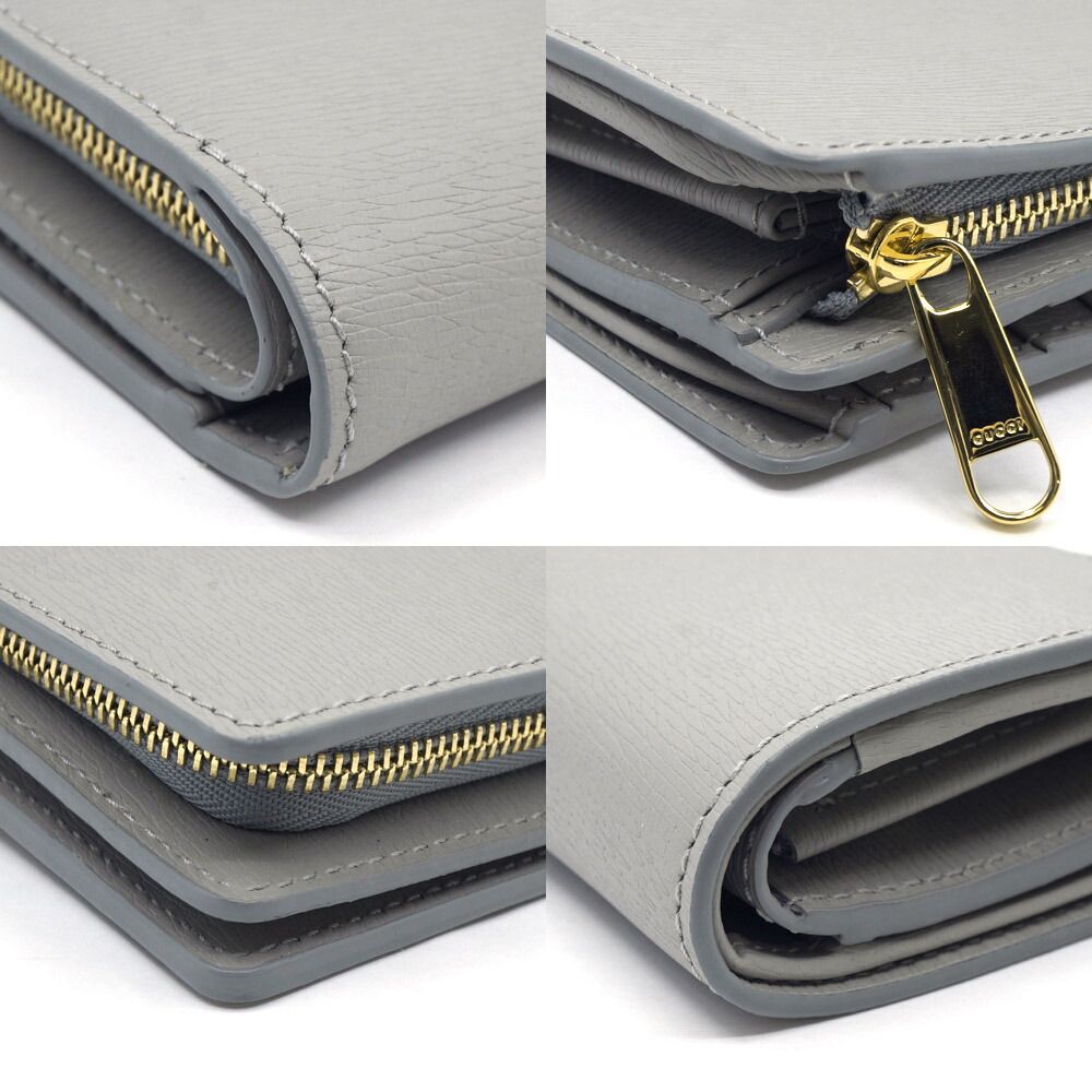Gucci Script Around Wallet Zipper Gray Gold Coin Case — view 5