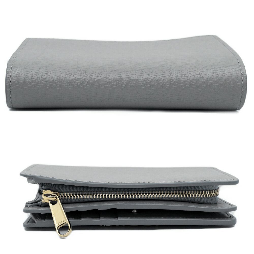 Gucci Script Around Wallet Zipper Gray Gold Coin Case — view 3