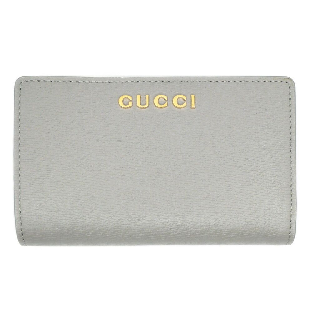 Gucci Script Around Wallet Zipper Gray Gold Coin Case