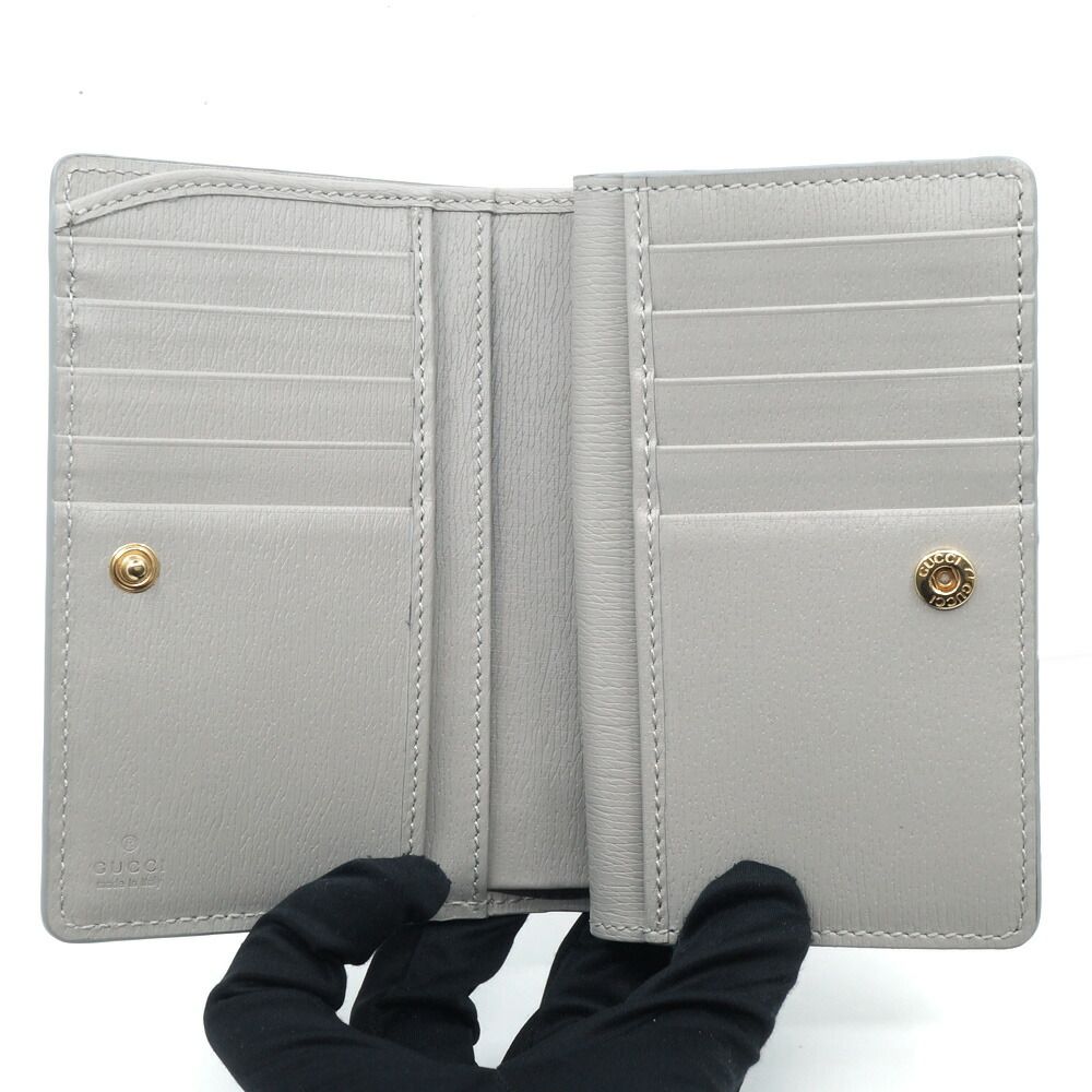 Gucci Script Around Wallet Zipper Gray Gold Coin Case — view 6