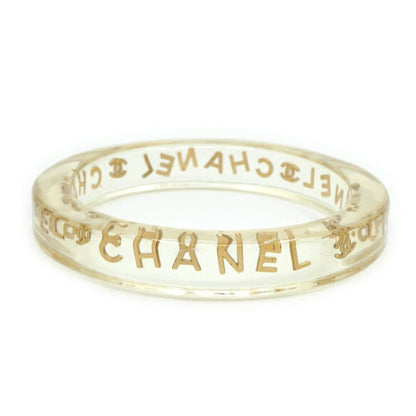 Chanel Logo Bangle Plastic Clear Gold Bracelet 20.5 cm