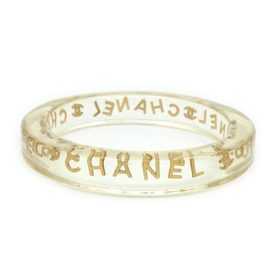 Chanel Logo Bangle Plastic Clear Gold Bracelet 20.5 cm