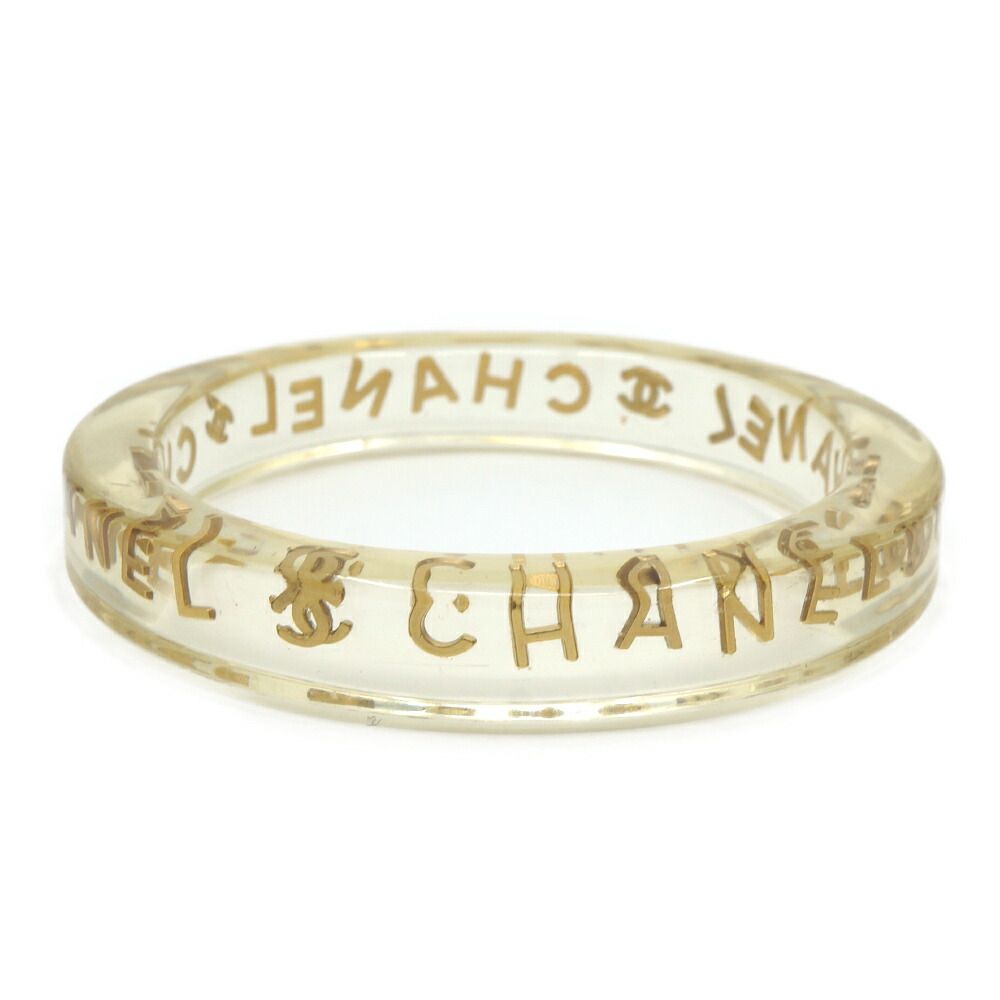 Chanel Logo Bangle Plastic Clear Gold Bracelet 20.5 cm — view 2