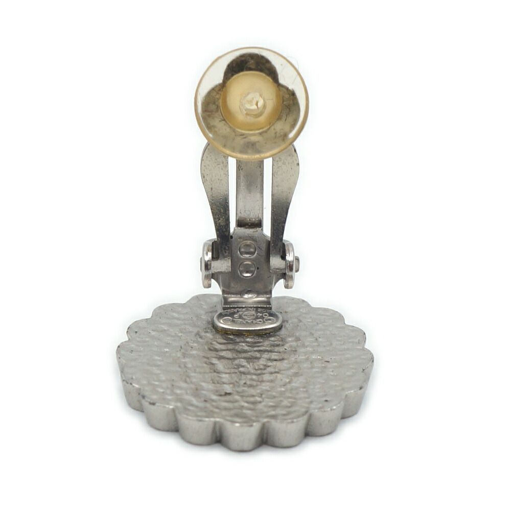 Chanel CC Logo Flower Earrings Yellow Silver — view 5
