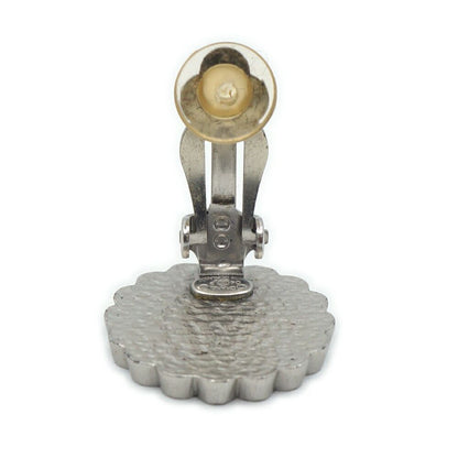 Chanel CC Logo Flower Earrings Yellow Silver — view 5