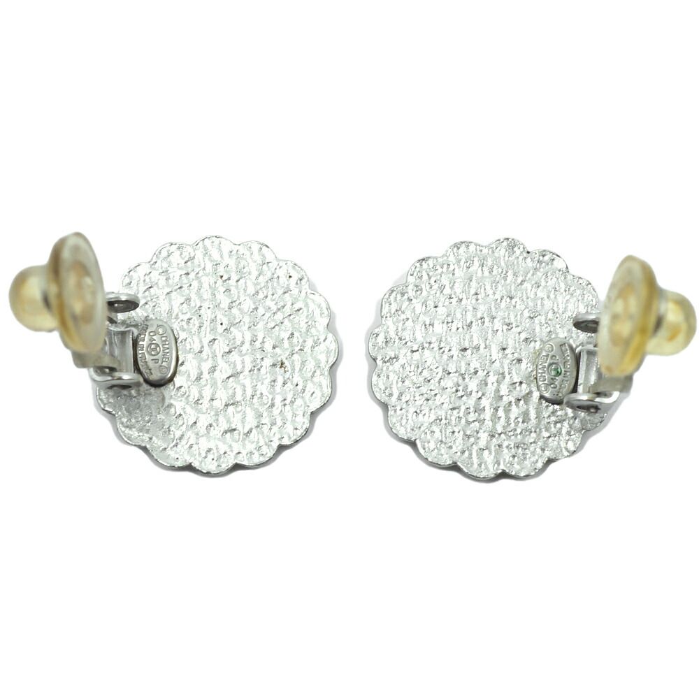 Chanel CC Logo Flower Earrings Yellow Silver — view 3