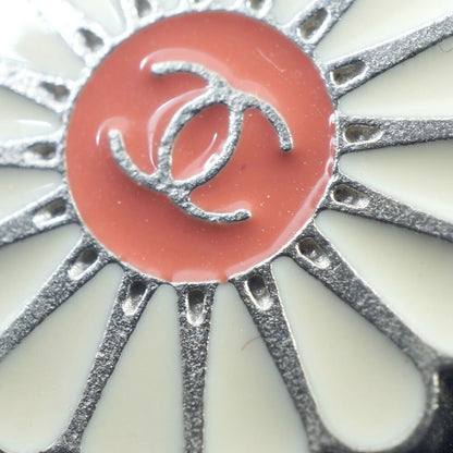 Chanel CC Logo Flower Earrings Yellow Silver — view 8