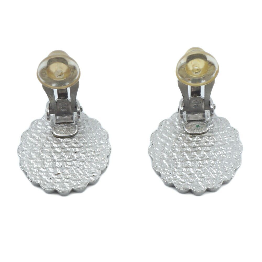 Chanel CC Logo Flower Earrings Yellow Silver — view 2