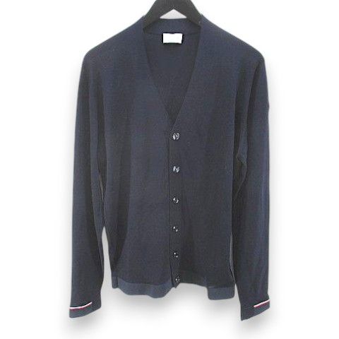 Moncler Maglia Tricot Cardigan Long Sleeve Knit M Navy Logo Letter Embroidery