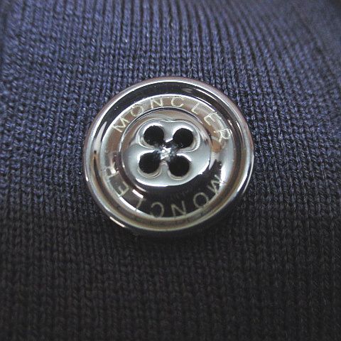 Moncler Maglia Tricot Cardigan Long Sleeve Knit M Navy Logo Letter Embroidery — view 6