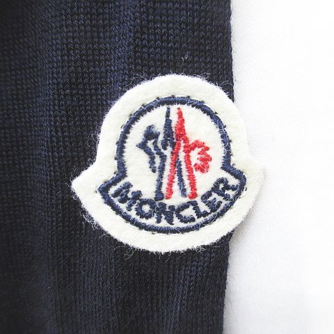 Moncler Maglia Tricot Cardigan Long Sleeve Knit M Navy Logo Letter Embroidery — view 5