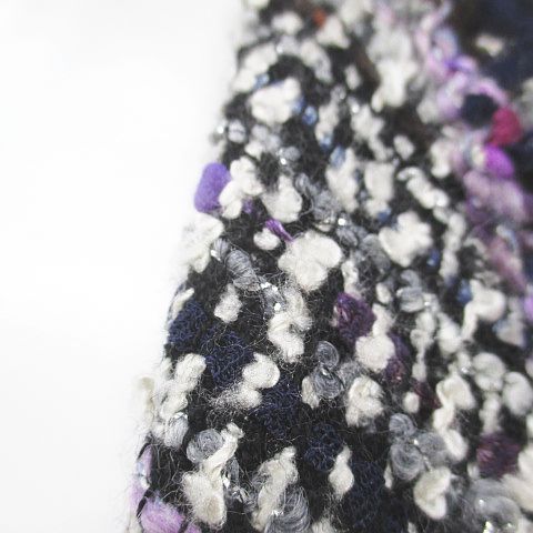 Chanel Tweed Jacket CC Mark CC Logo Silk 34 Purple Hook Hair Lining — view 5