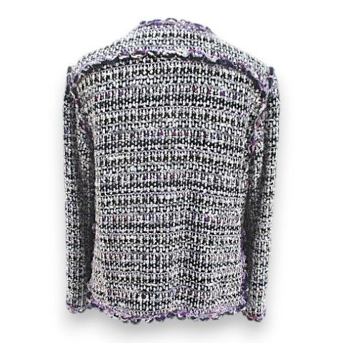 Chanel Tweed Jacket CC Mark CC Logo Silk 34 Purple Hook Hair Lining — view 2