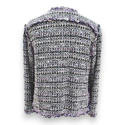 Chanel Tweed Jacket CC Mark CC Logo Silk 34 Purple Hook Hair Lining — view 2